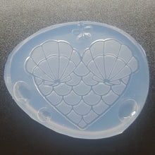Load image into Gallery viewer, Etched Mermaid Heart Shell (1/8 Thick) Mold Made with Crystal Clear Platinum Silicone