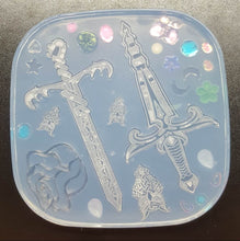 Load image into Gallery viewer, Etched Sword and Dagger Pallet Mold made with Crystal Clear Platinum Silicone