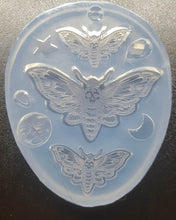 Load image into Gallery viewer, Etched Moth Pendant & Earrings Mold made with Crystal Clear Platinum Silicone Mold