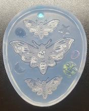 Load image into Gallery viewer, Etched Moth Pendant & Earrings Mold made with Crystal Clear Platinum Silicone Mold
