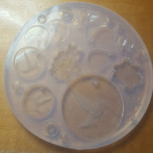 Load image into Gallery viewer, Etched Hummingbirds, Lotus Flower, Lily Flower, with Moons, and Butterflies Crystal Clear Platinum Silicone Mold