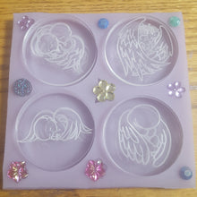 Load image into Gallery viewer, Etched Babies in Angel Wings & Angel Holding Baby Crystal Clear Platinum Silicone Mold