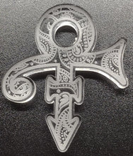 Load image into Gallery viewer, 2.5" tall x 2" wide Cut to Shape w/Circle Cutout & Etched Paisley Prince Symbol Mold