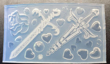 Load image into Gallery viewer, Etched Sword and Dagger Pallet Mold made with Crystal Clear Platinum Silicone