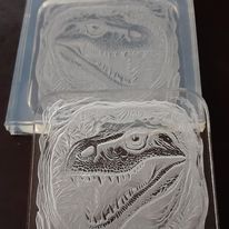 Load image into Gallery viewer, 3D Illusion Dino Mold made w/Crystal Clear Platinum Silicone
