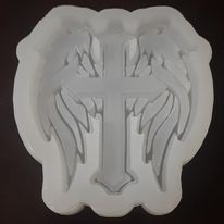 Load image into Gallery viewer, Cross and Wing Compartment Mold made w/crystal clear platinum silicone