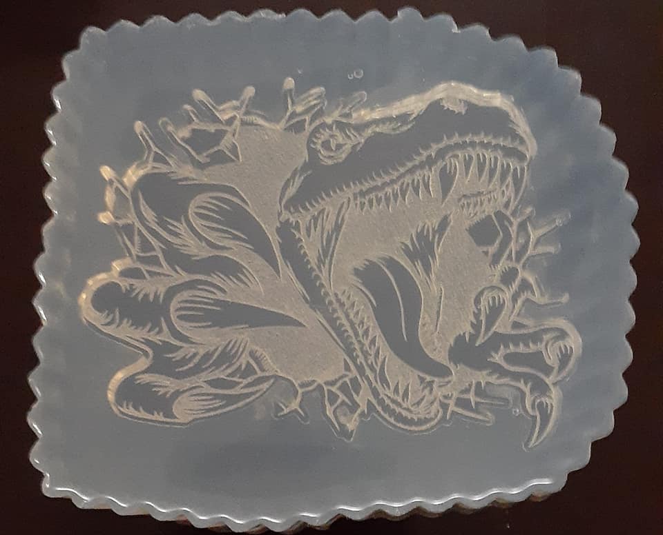 Etched Dino #5 Made w/Crystal Clear Platinum Silicone