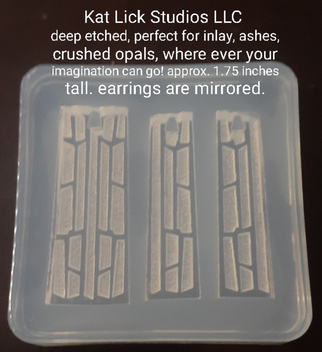 Deep Etched Pendant and Mirrored Earring Crystal Clear Silicone Mold