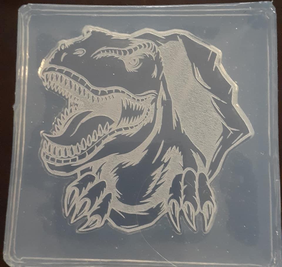 Etched Dino #6 Made w/Crystal Clear Platinum Silicone