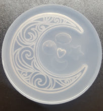 Load image into Gallery viewer, 2.5 x 2.5 Etched Crescent Moon Made with Crystal Clear Platinum Silicone Mold