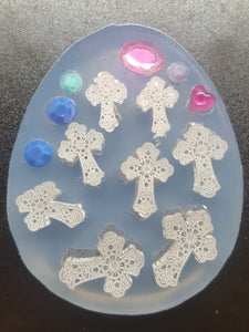 Etched Crosses (various sizes perfect for earrings) Mold made with Crystal Clear Platinum Silicone
