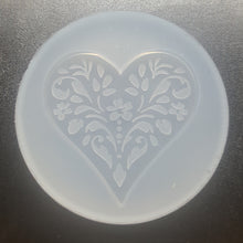 Load image into Gallery viewer, Etched Heart with Flowers Mold made with Crystal Clear Platinum Silicone