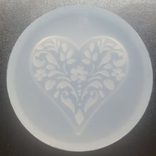 Load image into Gallery viewer, Etched Heart with Flowers Mold made with Crystal Clear Platinum Silicone