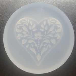 Etched Heart with Flowers Mold made with Crystal Clear Platinum Silicone