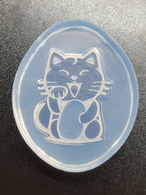 Load image into Gallery viewer, Etched Lucky Cat Mold made with Crystal Clear Platinum Silicone