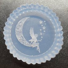 Load image into Gallery viewer, 2 inches Etched Fairy Sitting in the Moon Mold made with Crystal Clear Platinum Silicone