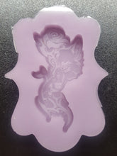 Load image into Gallery viewer, Small 2x1  Etched Wolf and Rose Mold Made with Crystal Clear Platinum Silicone