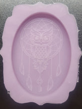 Load image into Gallery viewer, Etched Dreamcatcher Owl Mold Made with Crystal Clear Platinum Silicone