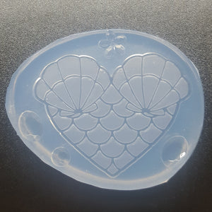 Etched Mermaid Heart Shell (1/8 Thick) Mold Made with Crystal Clear Platinum Silicone