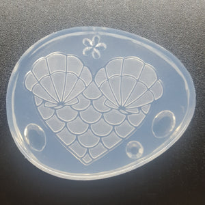 Etched Mermaid Heart Shell (1/8 Thick) Mold Made with Crystal Clear Platinum Silicone