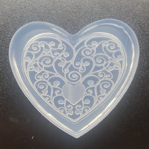 Etched Heart Mold Made with Crystal Clear Platinum Silicone