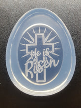 Load image into Gallery viewer, Etched He is Risen and the Cross Mold! Made with Crystal Clear Platinum Silicone