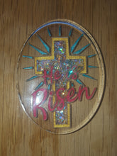 Load image into Gallery viewer, Etched He is Risen and the Cross Mold! Made with Crystal Clear Platinum Silicone