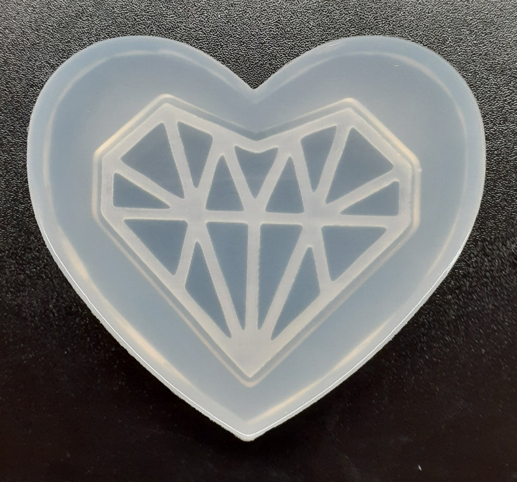 Etched Diamond Heart Mold made w/Crystal Clear Platinum Silicone