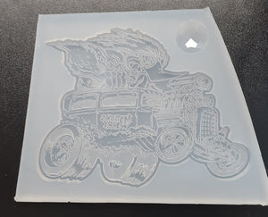 Etched Hot Rod Woody Woodpecker Car-toon Mold Made with Translucent Platinum Silicone