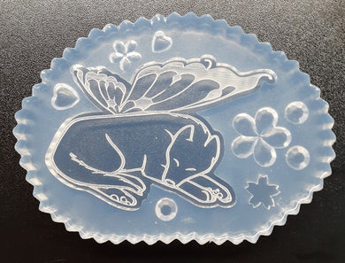 Beautifully Etched Dog and Butterfly Mold Made w/Crystal Clear Platinum Silicone