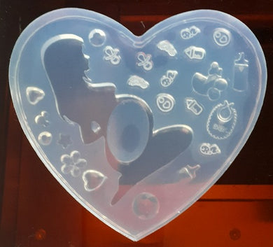Pregnant Lady Shaker Mold (this is a backless shaker) with Etched Extras Made w/ Crystal Clear Platinum Silicone