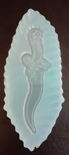 Load image into Gallery viewer, 3inch Etched Dagger Mold Made w/Crystal Clear Platinum Silicone