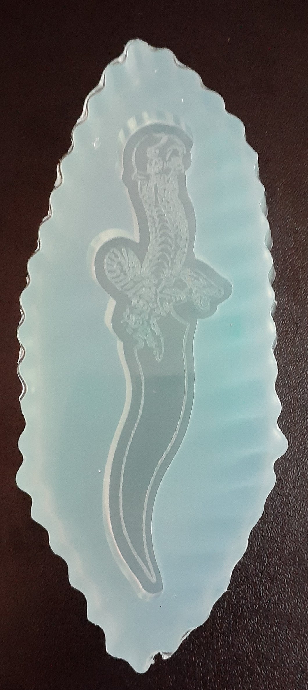 3inch Etched Dagger Mold Made w/Crystal Clear Platinum Silicone
