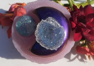 Moon with Lab Grown Crystals Mold Made w/Translucent Platinum Silicone