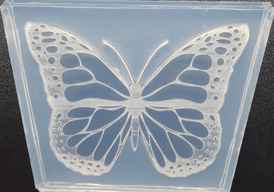 3.5 Stunningly Etched Butterfly Mold Made W/Crystal Clear Platinum Silicone
