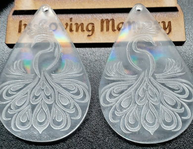 Holographic Mold Made w/Platinum Silicone. Etched Mirrored Peacocks 1/8 inches thick.