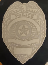 Load image into Gallery viewer, One 3.5 and Two 2.5 Etched and Cut to shape Police Badges Shiny Mold made w/Crystal Clear Platinum Silicone