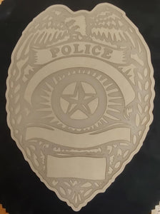 One 3.5 and Two 2.5 Etched and Cut to shape Police Badges Shiny Mold made w/Crystal Clear Platinum Silicone