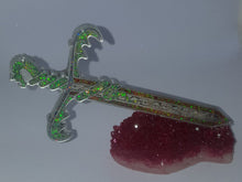 Load image into Gallery viewer, Etched Sword Mold Made w/Crystal Clear Platinum Silicone