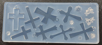 8 Different Crosses Mold made with Crystal Clear Platinum Silicone