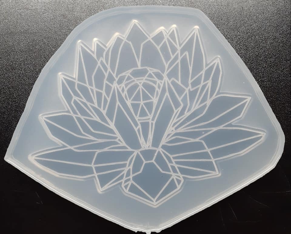 Etched Geometric Flower Mold Made w/Translucent Platinum Silicone