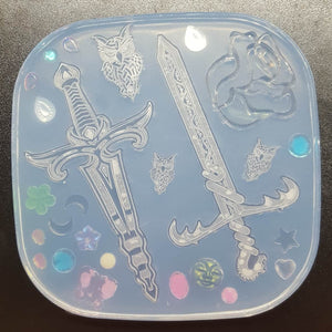 Etched Sword and Dagger Pallet Mold made with Crystal Clear Platinum Silicone