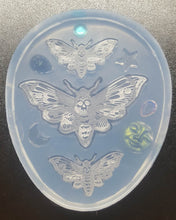 Load image into Gallery viewer, Etched Moth Pendant &amp; Earrings Mold made with Crystal Clear Platinum Silicone Mold