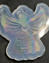 Load image into Gallery viewer, Holographic Mold Etched Memorial Angel Made w/Crystal Clear Platinum Silicone (please read description)