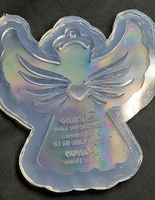 Holographic Mold Etched Memorial Angel Made w/Crystal Clear Platinum Silicone (please read description)