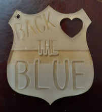 Load image into Gallery viewer, Back The Blue Shield Mold 2.5 x 2 1/4 Made w/Crystal clear Platinum Silicone