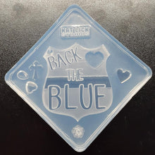 Load image into Gallery viewer, Back The Blue Shield Mold 2.5 x 2 1/4 Made w/Crystal clear Platinum Silicone