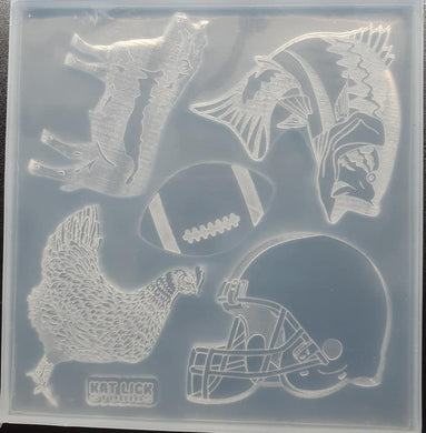 Custom Pallet w/Etched Bull, Fish, Hen, Helmet, and Football Made w/Translucent Platinum Silicone