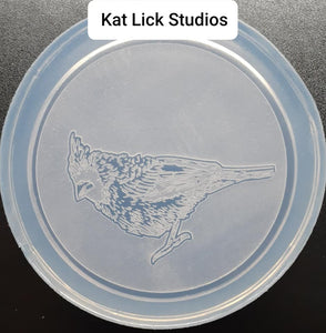 Raised Etching!! Cardinal (4") Coaster or Wall Art Mold Made w/Translucent Platinum Silicone