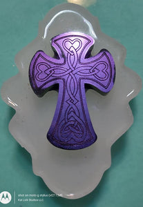 Etched Celtic Cross made with Crystal Clear Platinum Silicone